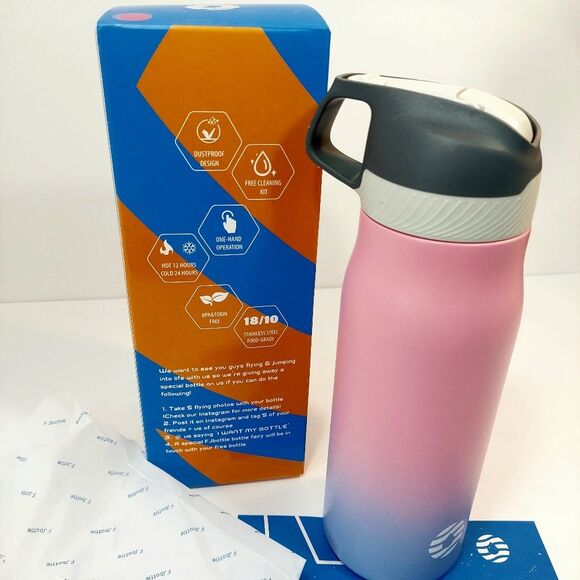 NIB FJSports 25oz Insulated Stainless Steel Sports Water Bottles (Pink & Purple) - Picture 4 of 11